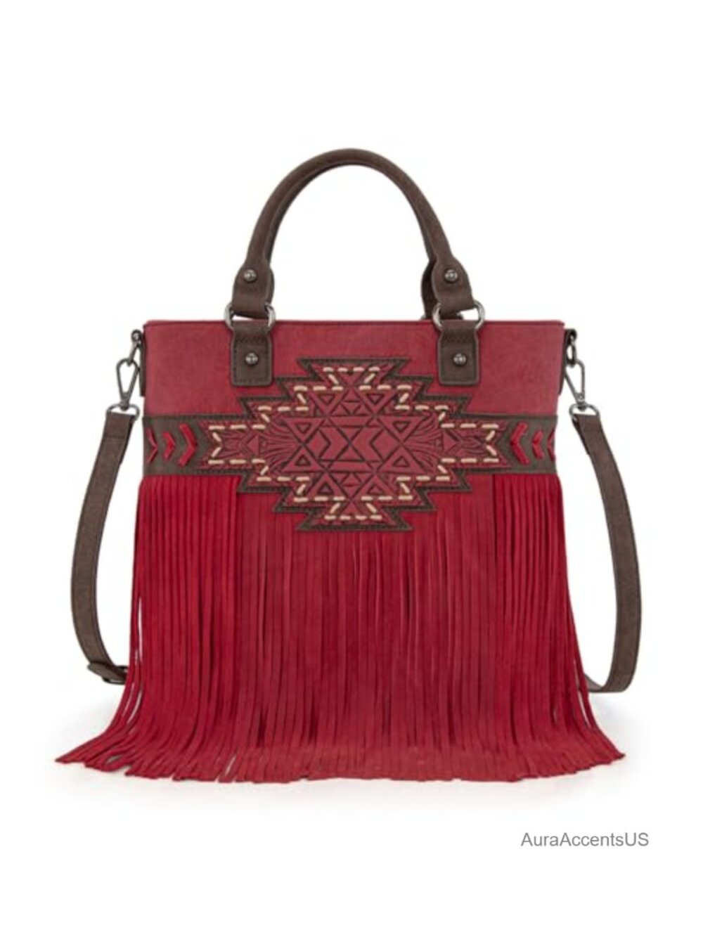 Tooled Fringe Crossbody Tote Bag Top Handle Western Purse Satchel